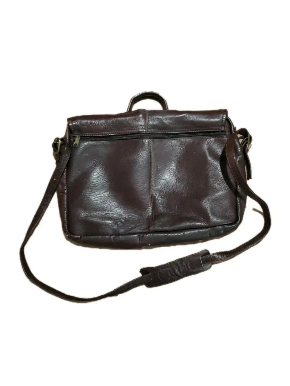 David King Leather Briefcase Laptop Messenger Bag Dark Brown Handle Adj Strap